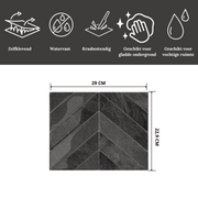 Plaktegel Black mist chevron 1mm