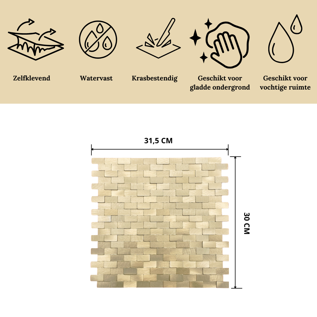 Mosaic tile brushed gold 3d metro