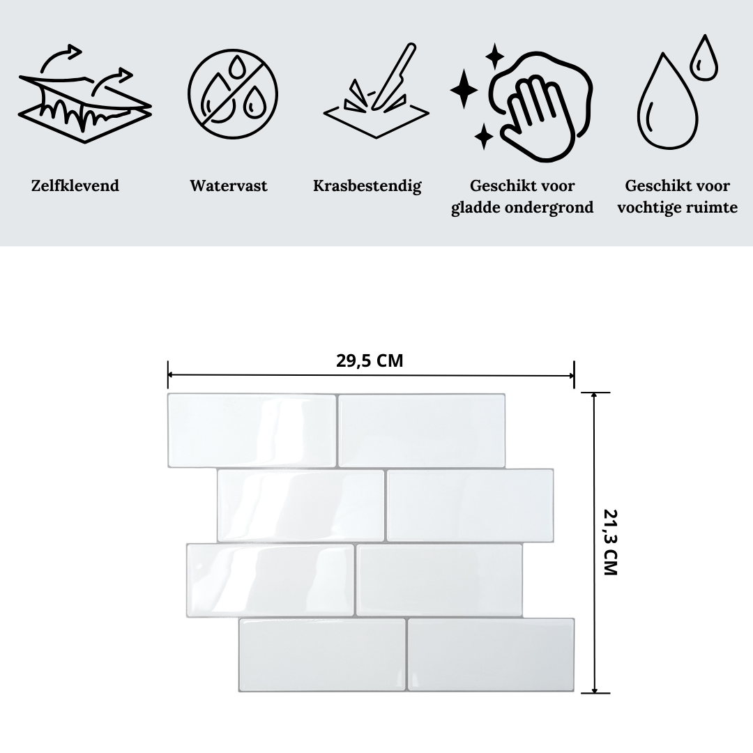 Plaktegels basic white makkelijk schoon te maken en eenvoudig te instaleren