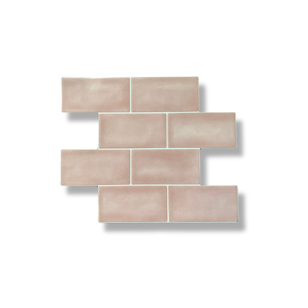 Roze plaktegels plaktegels Rose glow op een witte achtergrond